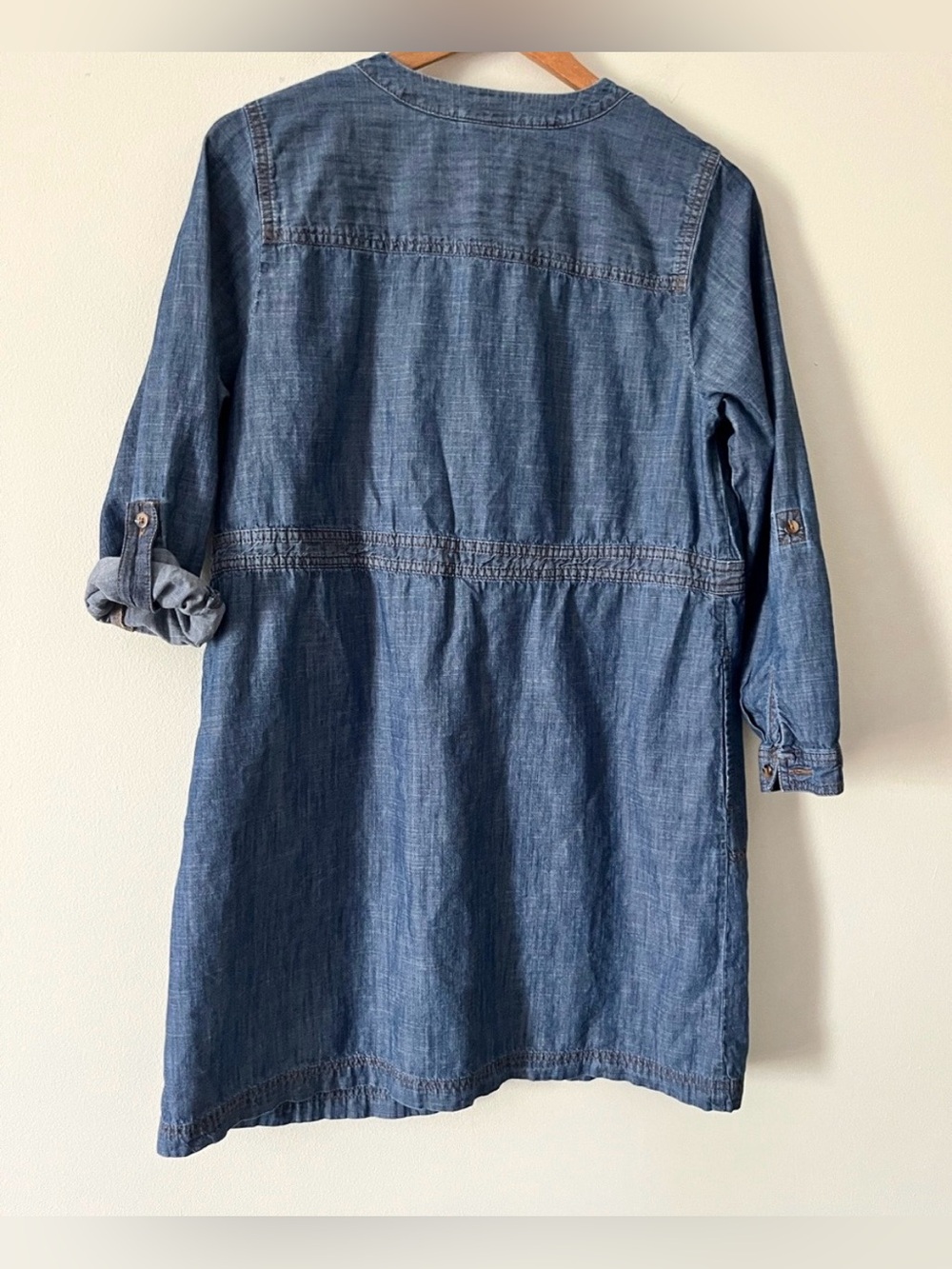 J.Jill Denim Full Button Blue Denim Dress Size Medium Country Cowgirl Modest - Picture 5 of 7